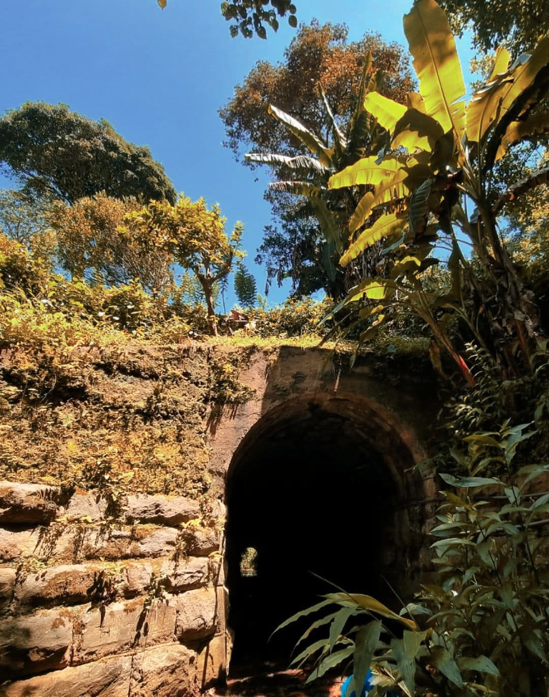 Historic colonial stone railway tunnel in the hill country