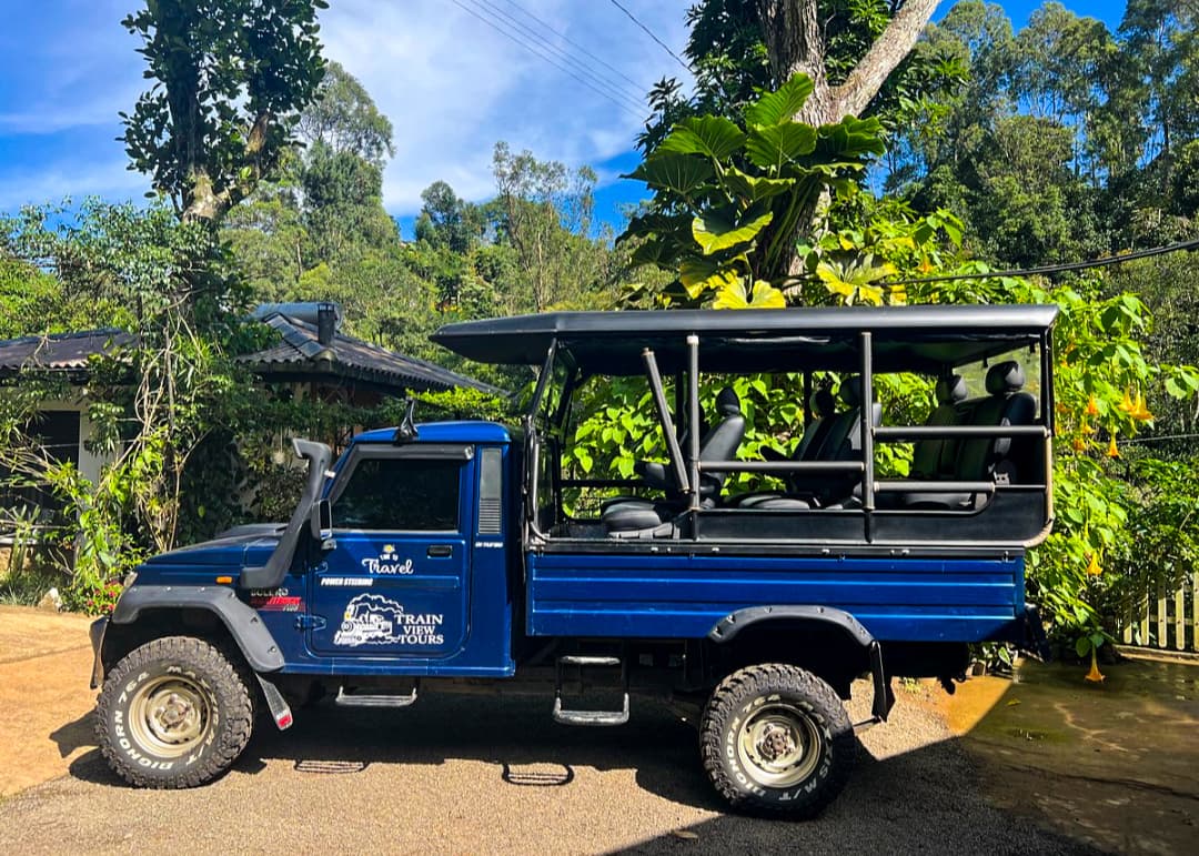 Open-air safari jeep operated by Train View Tours
