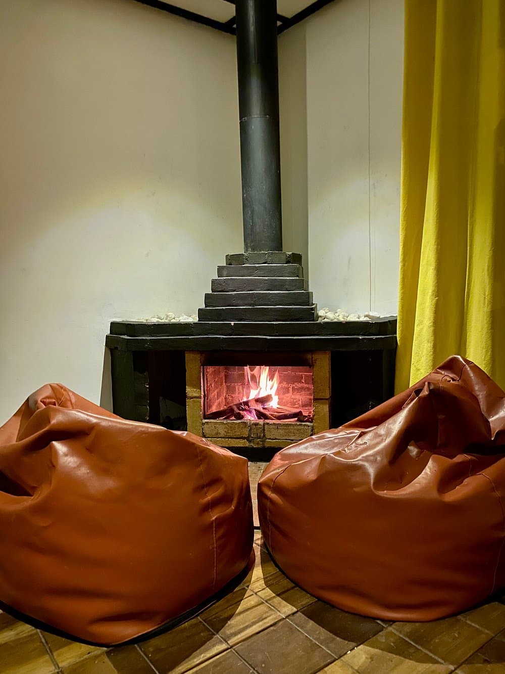 A cosy fireside corner with relaxed seating